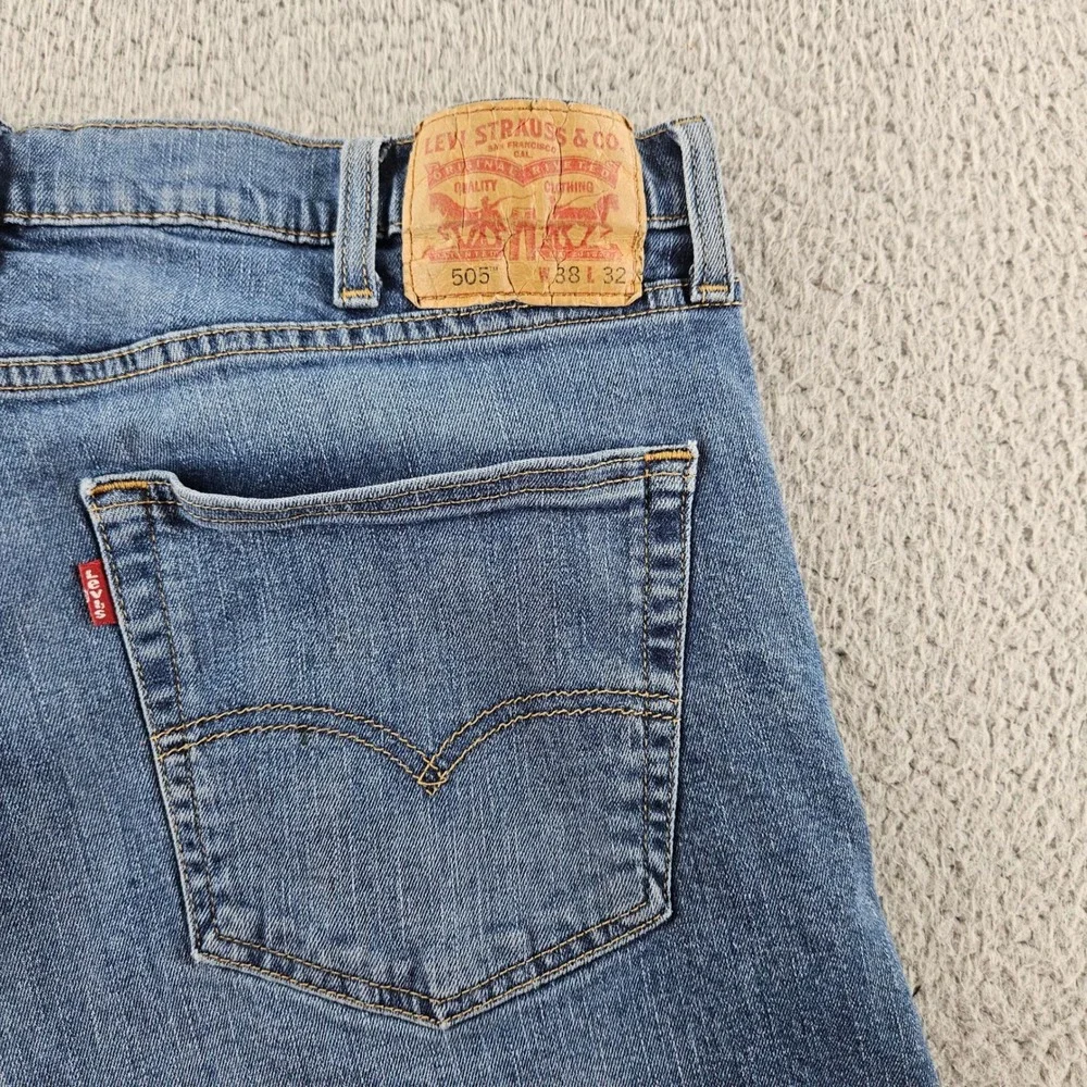 Levis 505 Jeans‎ Mens 38x32 Blue Regular Fit Straight Leg Cotton Denim